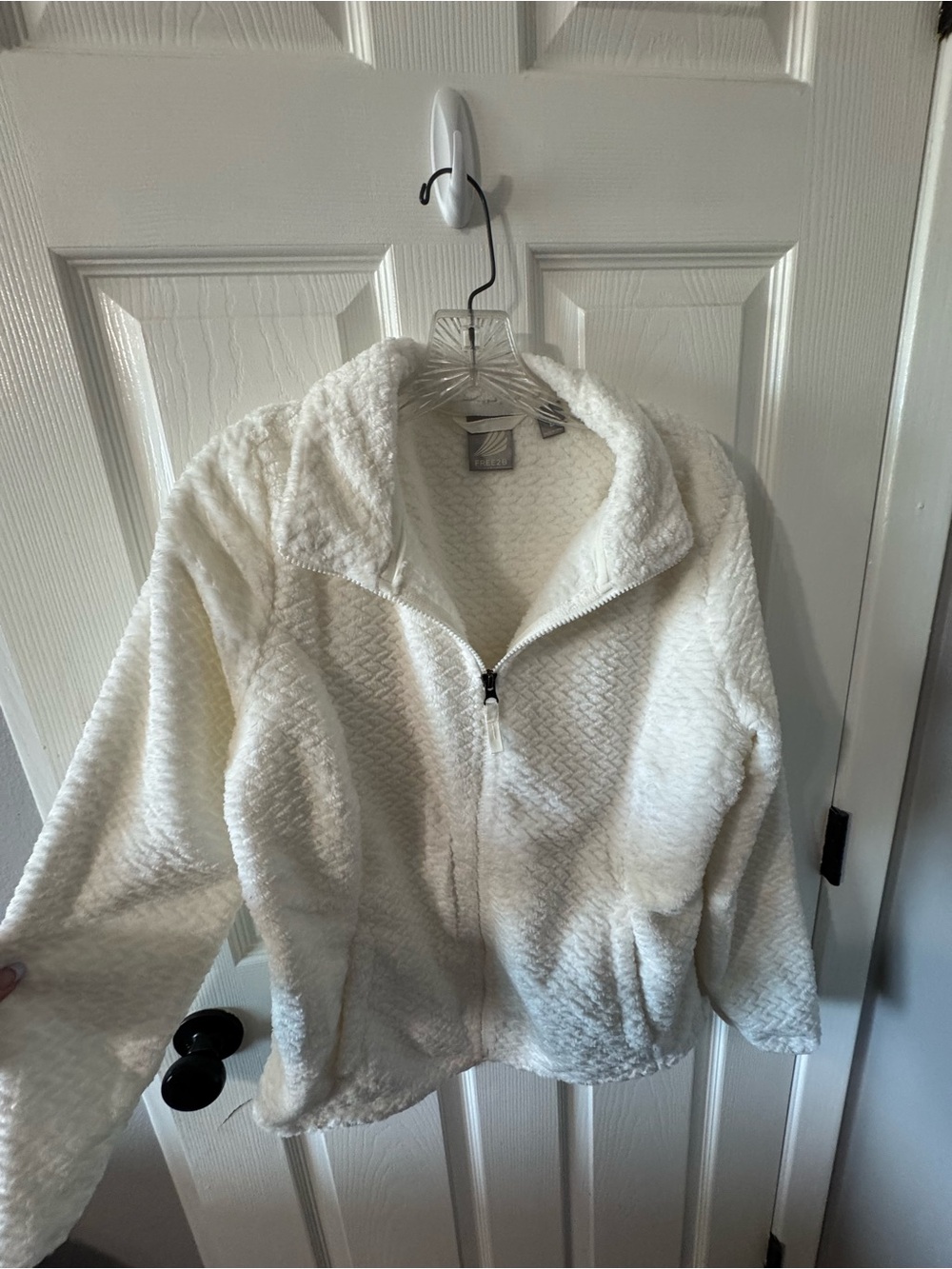 Free2B Textured Zip Jacket White Large Like New